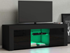 Panana TV Unit Cabinet Sideboard Glass Shelf Storage Modern Stand Matt Black