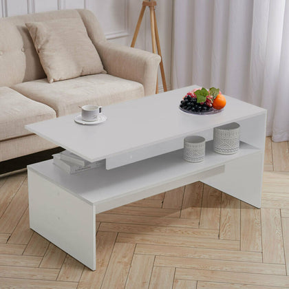 Large White Wood Side Table Living Room Console Sofa Coffee Table Furniture Home