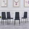 4x Black Faux Leather Dining Chairs with 2 Tier Tempered Glass Dining Table Set