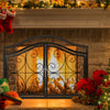 Magnetic 2 Doors Fireplace Screen Gate Large Spark Fire Guard Mesh Protector