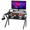 Gaming Desk Computer Table w, Cup Holder Headphone Hook , Cable Basket Metal
