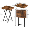 Side Table Folding TV Tray Tables w/ Removable Serving Tray Coffee Table