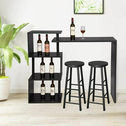 Pub Table with 2 Barstools Coffee Table 134cm and Bar Stools, Metal + Wood