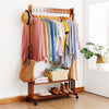 Heavy Duty Vintage Wood Clothes Rail Rolling Hanging Garment Rack Storage Shelf