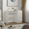 White Dressing Table High Gloss Fronts Makeup Desk 3 Drawers Big Storage Bedroom