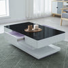 Luxury Rectangular Glass Top Coffee Table High Gloss Lounge Table Living Room UK