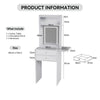 Vanity Dressing Table with Foldable Side Panel LED Light Mirror Shelves White