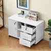 Rolling Wood Office Storage Cabinet Drawers Wheels File Cabinet Lockable Rolling