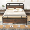 Double Bed Frame w/ Headboard & Footboard Heavy-duty Metal Platform Bed Frame