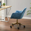 Blue Swivel Computer Desk Chair Crushed Velvet Padded Home Office Gas Lift Chair