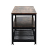 Rustic Side Coffee Table Industrial Furniture Coated Steel Frame Storage Shelves