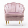Velvet Armchair Shell Lotus Oyster Back Sofa Metal Gold Leg Chair Lounge Bedroom