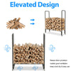 Wheeled Fire Wood Log Rack Metal Tube Log Holder Stand Stable for Garden Patio