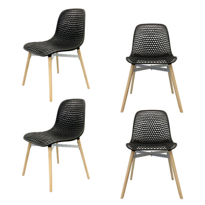Dining Chairs Set of 4 Wooden Legs Plastic Chair Set Kitchen Home Office Black