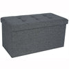 LARGE GREY FOLDING STORAGE OTTOMAN POUFFE FOOT STOOL STORAGE BOX SEAT