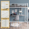 3.5FT Single Metal Loft Bed Frame High Sleeper Bunk Bed W/ Desk Storage Shelves