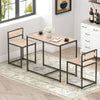 3 Piece Compact Dining Table & 2 Chairs Set Wooden Metal Legs Kitchen Bistro Set