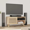 vidaXL TV Cabinet Solid Wood Pine and Natural Rattan Strong stability durable