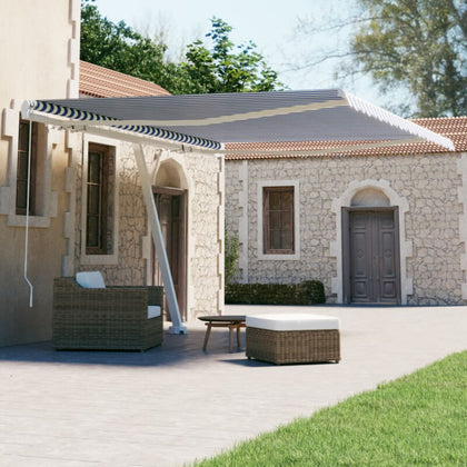 Freestanding Manual Retractable Awning 400x300 Blue/White V3P9