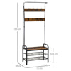 Industrial Coat Rack Stand with 8 Hooks Hangers Storage Cabinet Brown