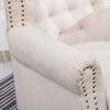 Chesterfield Single Linen Accent Armchair Wing Back Fireside Chair Rivet Sofa