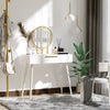 Modern Dressing Table Makeup Vanity Desk w/ 2 Drawers Round Mirror for Bedroom