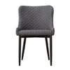 2 Pcs Grey Faux Leather PU Dining Chairs Office Chairs Metal Legs Dining Room