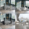 Chrome Kitchen Furniture Glass Dining Table 2 4 6 Leather Chair Round Glass Desk