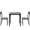 Dining Table and 2 Chairs Wooden Steel Frame Industrial Kitchen Furniture Set MW