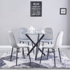 4x Velvet PU Leather Dining Chairs&Round Tempered Glass Dining Table Dining Set
