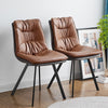 2* Mix Color Dining Chairs Faux Leather Padded Seat Metal Legs Chair Brown Grey