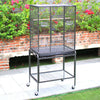 Metal Bird Cage Rolling Metal Parrot Cage w/ Storage Shelf Square Cage W/door