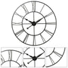 60CM Large Roman Numerals Skeleton Wall Clock Big Giant Open Face Round Silent