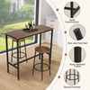Industrial 3 Pieces Dining Table Chair Set Bar Table and 2 Stools Set Kitchen