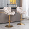 6Pcs Bar Stools Adjustable Height Swivel Velvet Tufted Pub Bar Chairs Beige NS