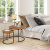 Set of 2 Round Nesting Coffee Table Compact Stacking Side Tables Space-saving