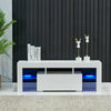 White Modern TV Stand Matt Cabinet Unit 130CM Width High Gloss Door LED Light