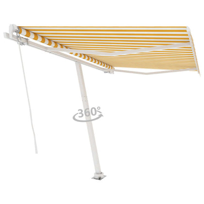 Freestanding Manual Retractable Awning 350x250 Yellow/White S1G9
