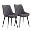 2x Dining Chairs Set Grey Velvet Upholstered Back Dining Room Reception Chair