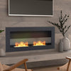 Bio Ethanol Fireplace Black Matte Box Real Flame & Glass Design Eco Fire Burner