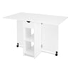 Mobile Folding Dining Table Drop Leaf Table with 1 Drawer 2 Open Storage Shelves