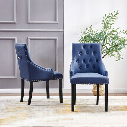 2x Leathaire Dining Chairs with Knocker Accent Tufted Chairs Dining Room Kitchen