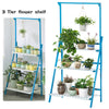 Garden 3-Tier Wood Flower Plant Pot Shelf Ladder Rack Display Folding Stand Blue