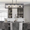 Industrial Linear Chandelier Light Rectangular Metal Cage Table Pendant Lighting