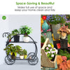 Garden Cart Plant Stand Metal Flower Pot Holder Indoor Outdoor Display Rack