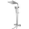 Bathroom Thermostatic Exposed Shower Mixer Twin head Large Square Bar Set Chrome