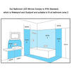 LED Bathroom Mirror illuminated Demister Pad Dimmable 3 Colors Light Up