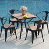 Steel Garden Table and Chair Set Patio Parasol Hole Dining Table 4Seater Chairs