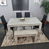 Grey Dining Table and 4 Black Chairs With 1 Bench Kitchen Dining Room Set