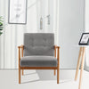 Scandinavian Armchair Linen Padded Seat Lounge Sofa Buttoned Back Accent Chairs